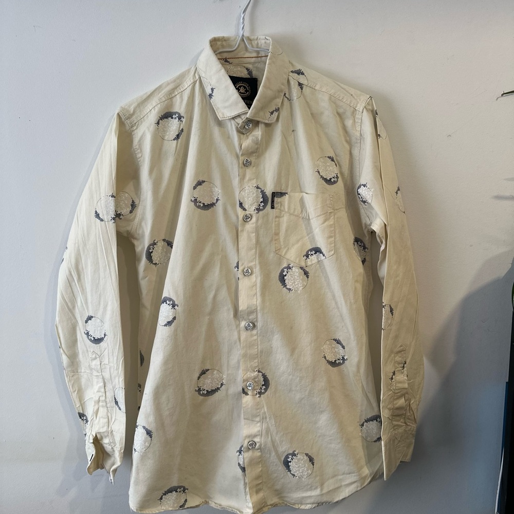 Men's Casual Beige Patterned Shirt